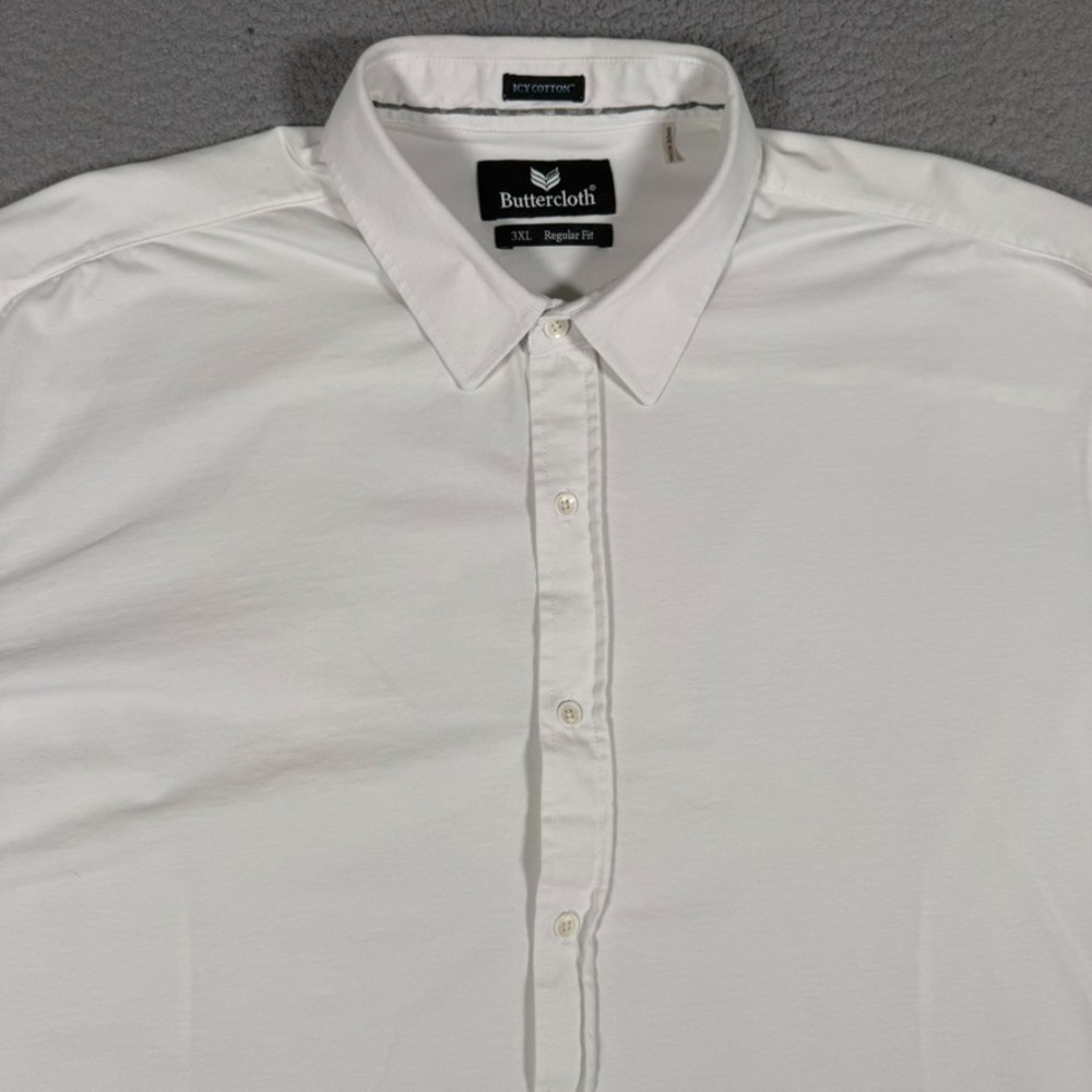 Buttercloth Shirt Mens 3XL White Icy Cotton Button Up Stretch Casual Preppy Logo